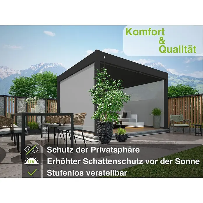 Weide Pergola Sonnenrollo Anthrazit - B x T: 360 x 4 cm, Metall