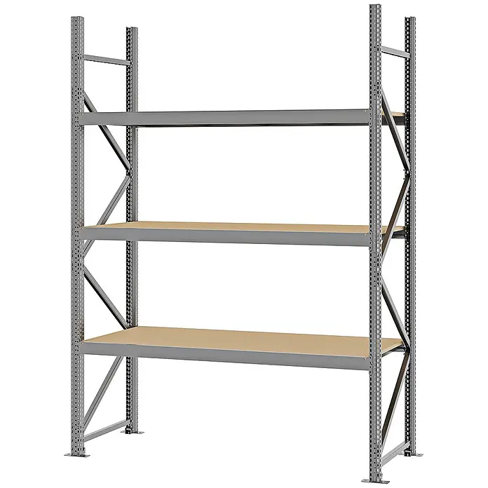 Proregal Schwerlastregal Weitspannregal MAGNUS PRO mit Spanplatten - H x B x T: 250 x 175 x 60 cm, Traglast pro Boden: 700 kg, Anzahl Böden: 3 Stk., Schrauben, Verzinkt