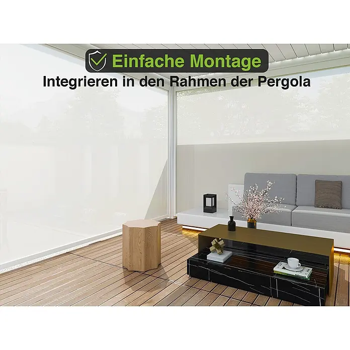 Weide Pergola Sonnenrollo Weiß - Metall