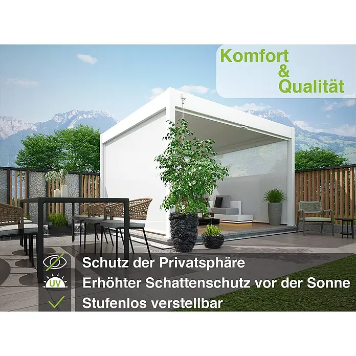 Weide Pergola Sonnenrollo Weiß - Metall