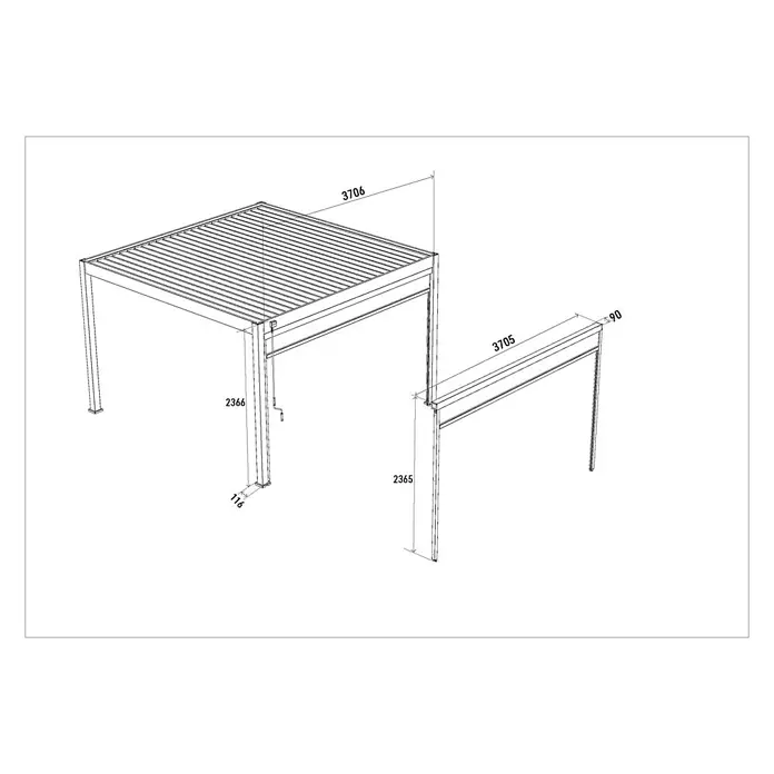Weide Pergola Sonnenrollo Weiß - Metall