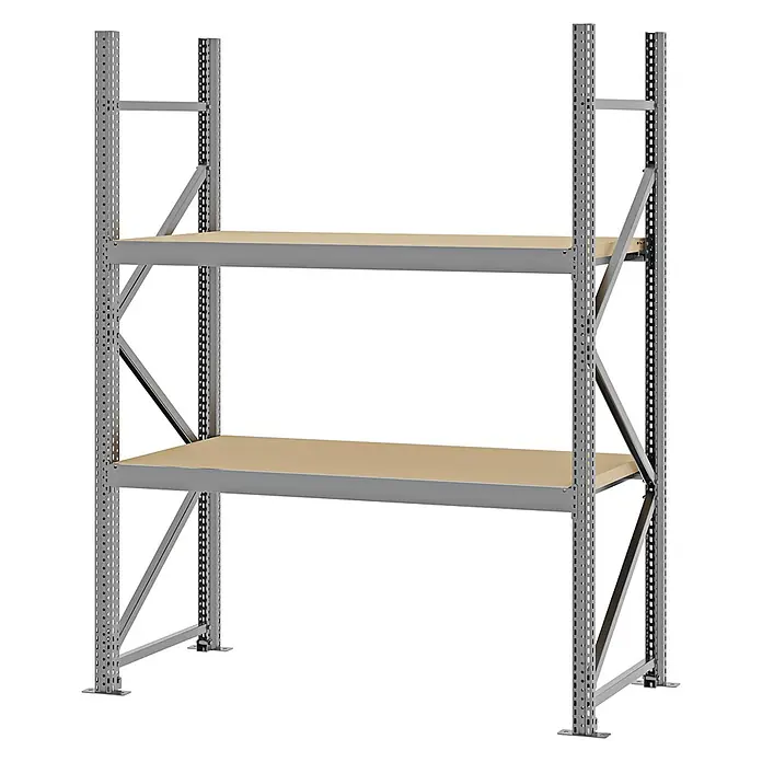 Proregal Schwerlastregal Weitspannregal MAGNUS PRO mit Spanplatten - H x B x T: 200 x 150 x 60 cm, Traglast pro Boden: 750 kg, Anzahl Böden: 2 Stk., Schrauben, Verzinkt