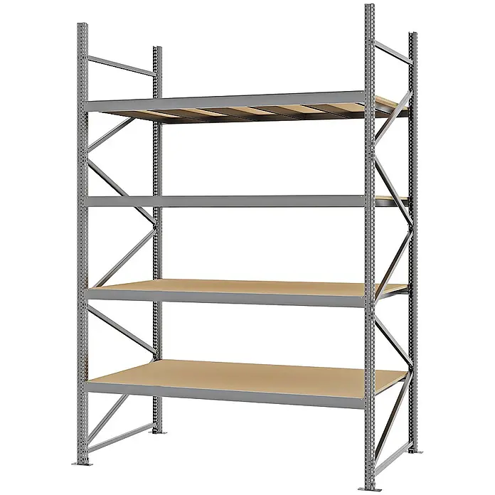 Proregal Schwerlastregal Weitspannregal MAGNUS PRO mit Spanplatten - H x B x T: 300 x 200 x 100 cm, Traglast pro Boden: 600 kg, Anzahl Böden: 4 Stk., Schrauben, Verzinkt
