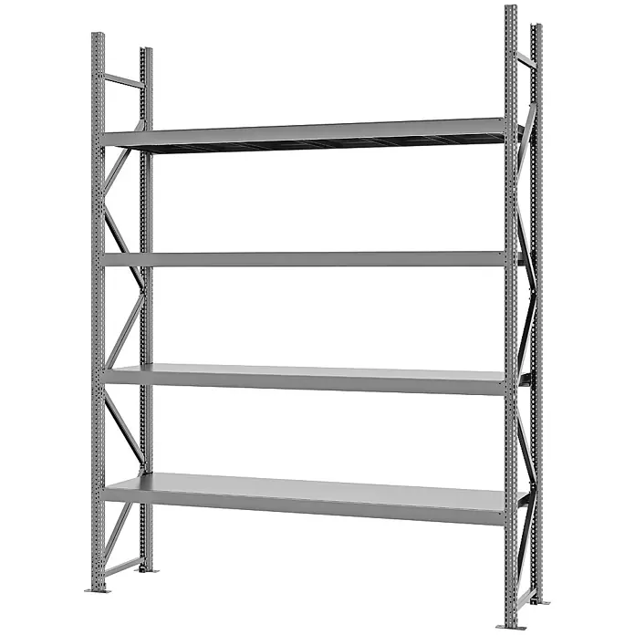 Proregal Schwerlastregal Weitspannregal MAGNUS PRO mit Stahlboden - H x B x T: 300 x 225 x 50 cm, Traglast pro Boden: 520 kg, Anzahl Böden: 4 Stk., Schrauben, Verzinkt