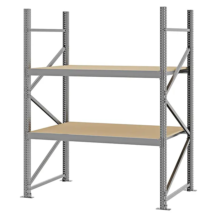 Proregal Schwerlastregal Weitspannregal MAGNUS PRO mit Spanplatten - H x B x T: 200 x 150 x 80 cm, Traglast pro Boden: 750 kg, Anzahl Böden: 2 Stk., Schrauben, Verzinkt