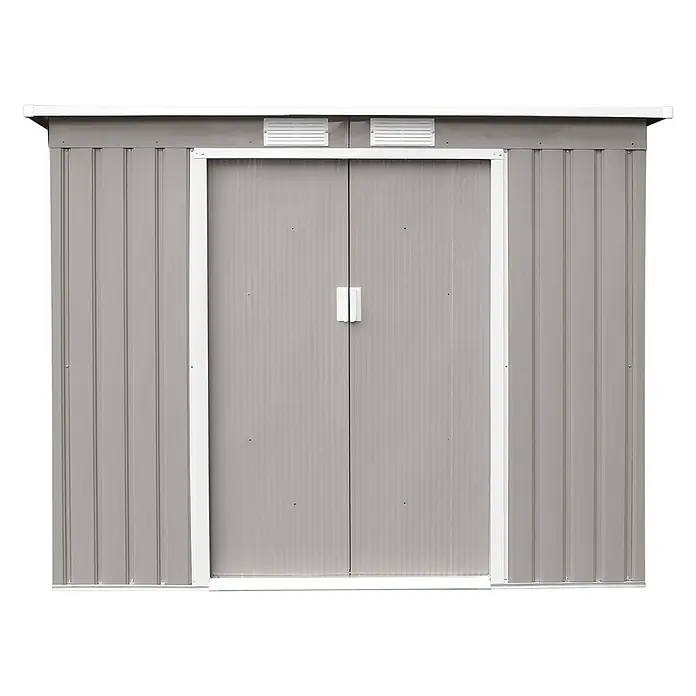 HATTORO Gerätehaus P100 - Außenbreite inkl. Dachüberstand: 213 cm, Außentiefe inkl. Dachüberstand: 130 cm, Stahl, Grau