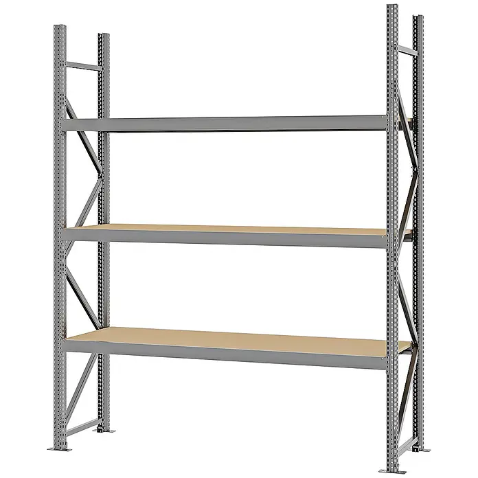 Proregal Schwerlastregal Weitspannregal MAGNUS PRO mit Spanplatten - H x B x T: 250 x 200 x 50 cm, Traglast pro Boden: 600 kg, Anzahl Böden: 3 Stk., Schrauben, Verzinkt