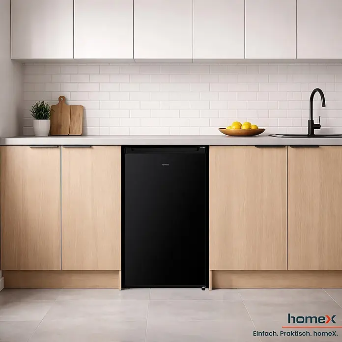 homeX Vollraumkühlschrank CS0881-B - Nutzinhalt Gesamt: 90 l, 44,5 cm x 475 mm x 850 mm, Schwarz