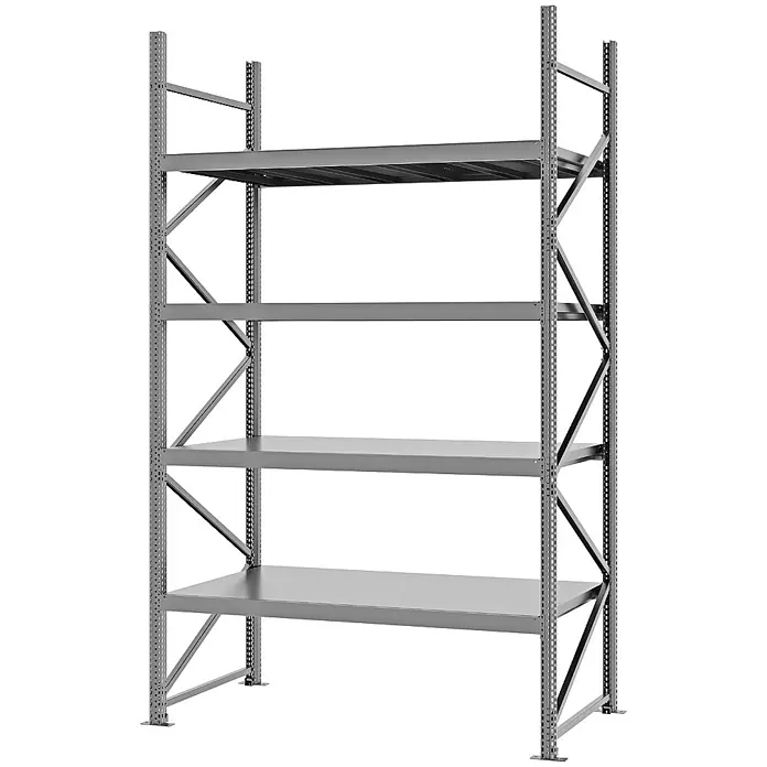 Proregal Schwerlastregal Weitspannregal MAGNUS PRO mit Stahlboden - H x B x T: 300 x 175 x 80 cm, Traglast pro Boden: 700 kg, Anzahl Böden: 4 Stk., Schrauben, Verzinkt