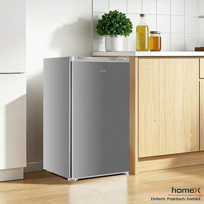 homeX Vollraumkühlschrank CS0881-S - Nutzinhalt Gesamt: 90 l, 44,5 cm x 475 mm x 850 mm, Silber