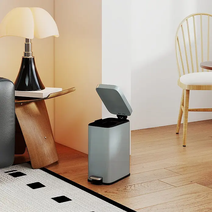 Homcom Kosmetikeimer mit Fußpedal - 5 l, Sonstiges, Grau