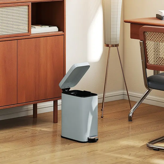 Homcom Kosmetikeimer mit Fußpedal - 5 l, Sonstiges, Grau