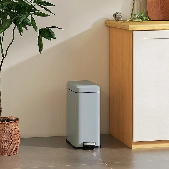 Homcom Kosmetikeimer mit Fußpedal - 5 l, Sonstiges, Grau