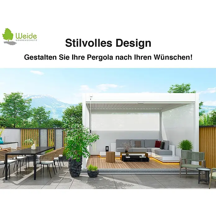 Weide Pergola Sonnenrollo Weiß - Metall