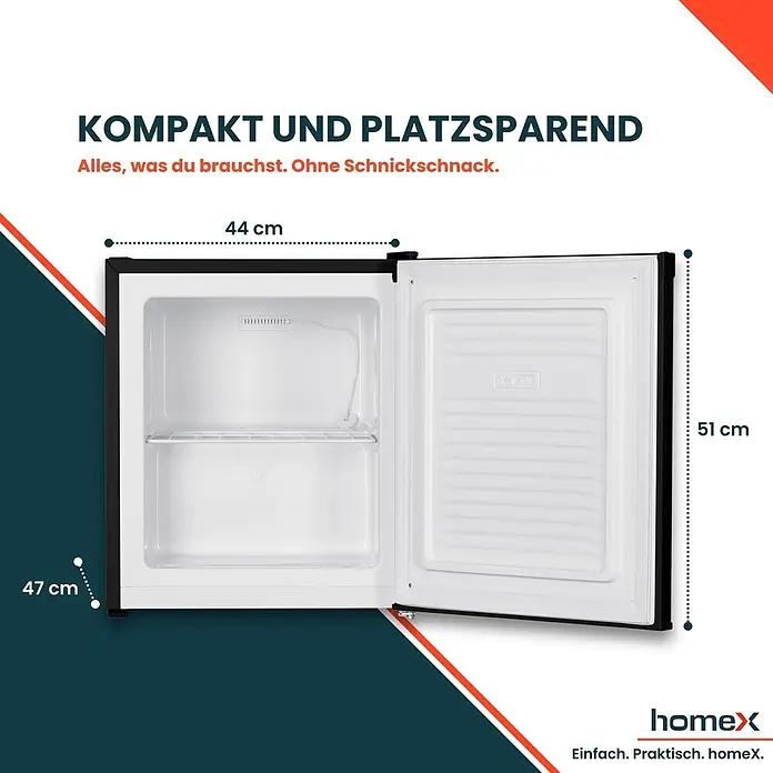 homeX Tiefkühlschrank FM1015-B - Nutzinhalt Gesamt: 33 l, 47 cm x 440 mm x 510 mm, Schwarz