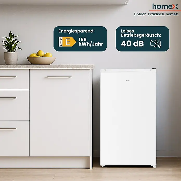 homeX Tiefkühlschrank FS1016-W - Nutzinhalt Gesamt: 60 l, 45 cm x 475 mm x 850 mm, Weiß