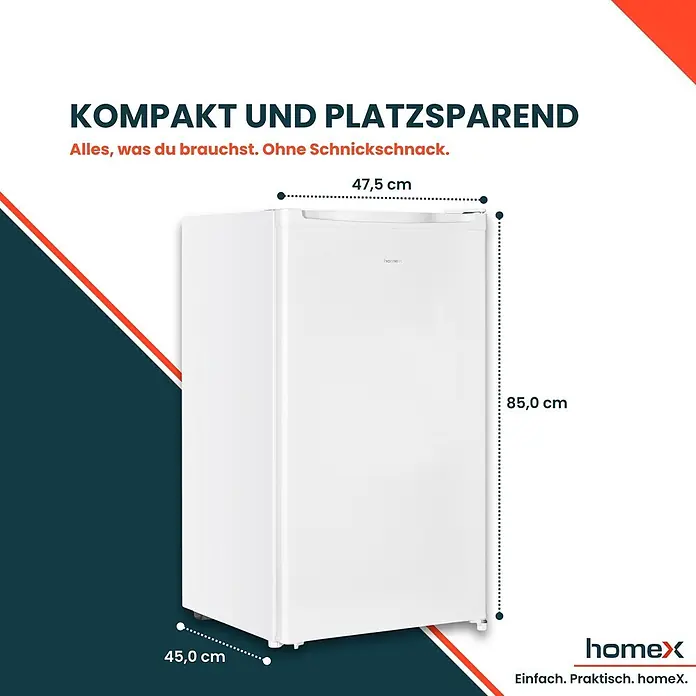 homeX Tiefkühlschrank FS1016-W - Nutzinhalt Gesamt: 60 l, 45 cm x 475 mm x 850 mm, Weiß