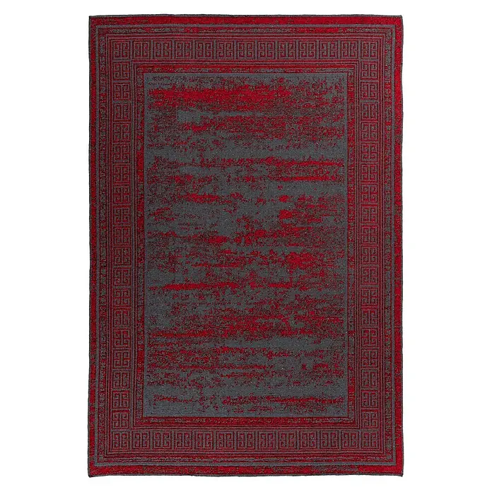 Kayoom Flachgewebeteppich Kalea 325 - Rot, 150 x 80 cm, 100 % Polyester - Draufsicht