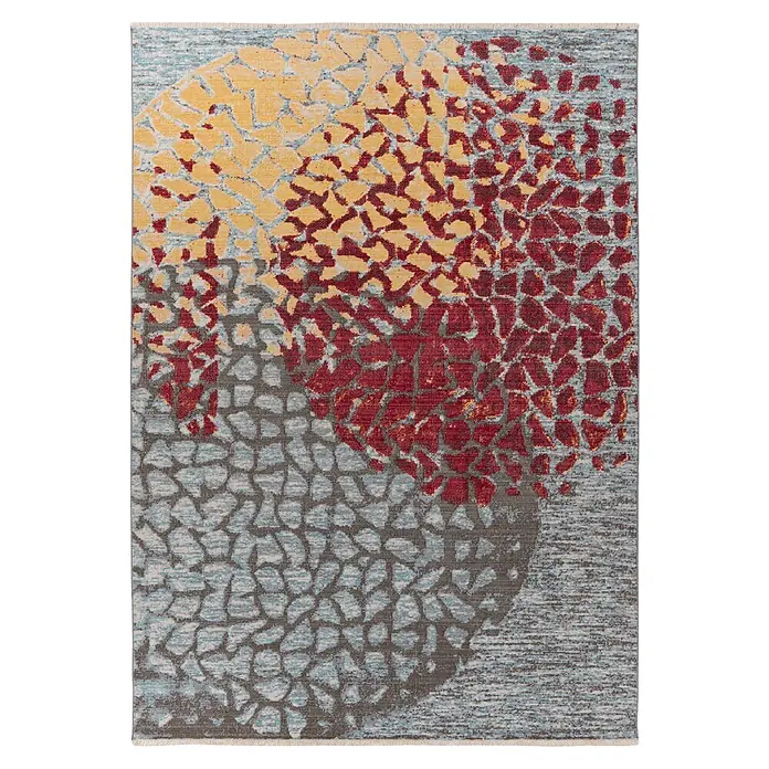 Kayoom Fransenteppich Milan 425 - Multi/Rot, 170 x 120 cm, 100 % Polypropylen - Draufsicht