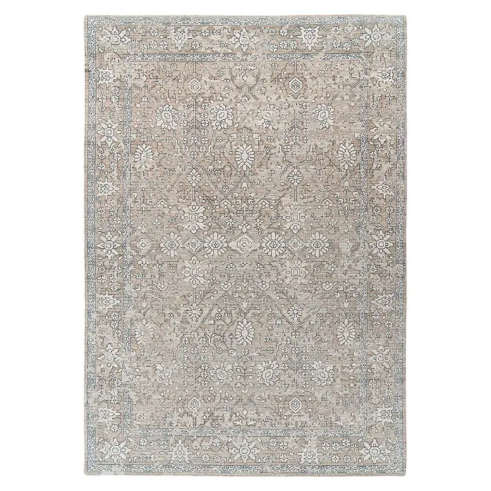 Kayoom Flachgewebeteppich Perry 125 - Khaki/Beige, 150 x 80 cm, 75 % Baumwolle, 25 % Polyester - Draufsicht