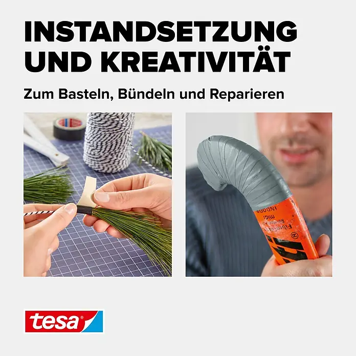 Tesa Extra Power Gewebeband PERFECT - Grau, 2,75 m x 38 mm - Informationsansicht
