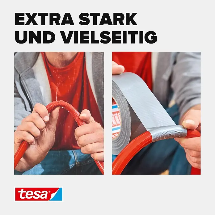 Tesa Extra Power Folienband Universal - Silber, 10 m x 50 mm - Informationsansicht