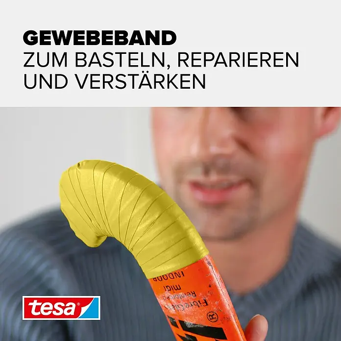 Tesa Extra Power Gewebeband PERFECT - Gelb, 2,75 m x 19 mm - Informationsansicht