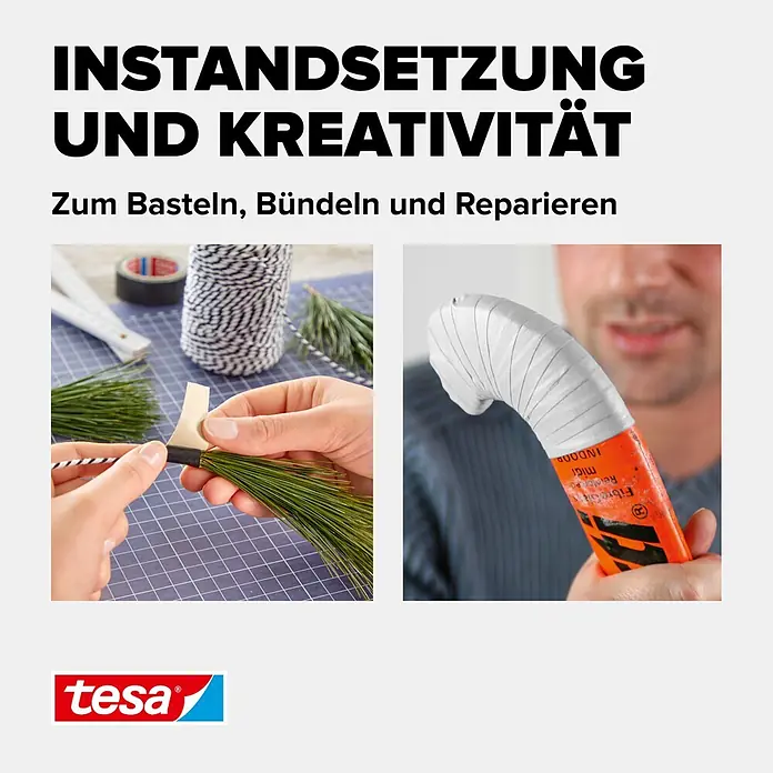 Tesa Extra Power Gewebeband PERFECT - Weiß, 2,75 m x 38 mm - Informationsansicht