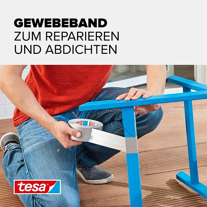 Tesa Extra Power Folienband Universal - Silber, 10 m x 50 mm - Informationsansicht
