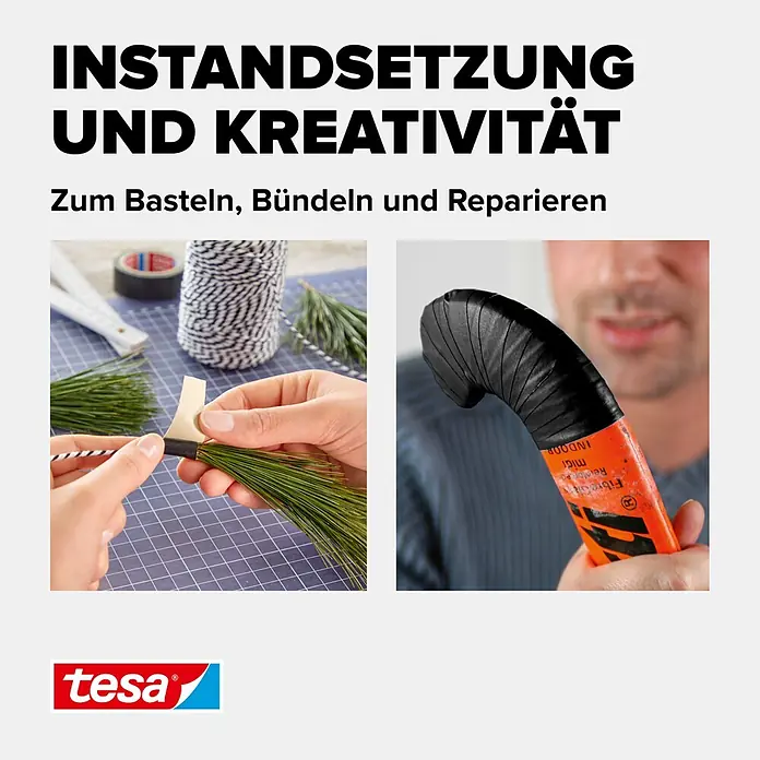 Tesa Extra Power Gewebeband PERFECT - Schwarz, 2,75 m x 38 mm - Informationsansicht
