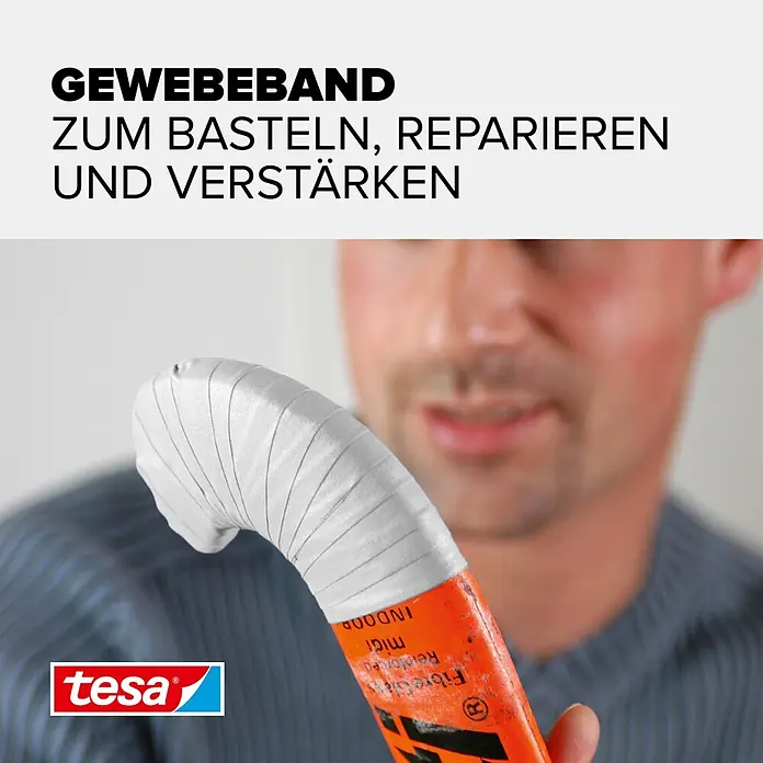 Tesa Extra Power Gewebeband PERFECT - Weiß, 2,75 m x 38 mm - Informationsansicht