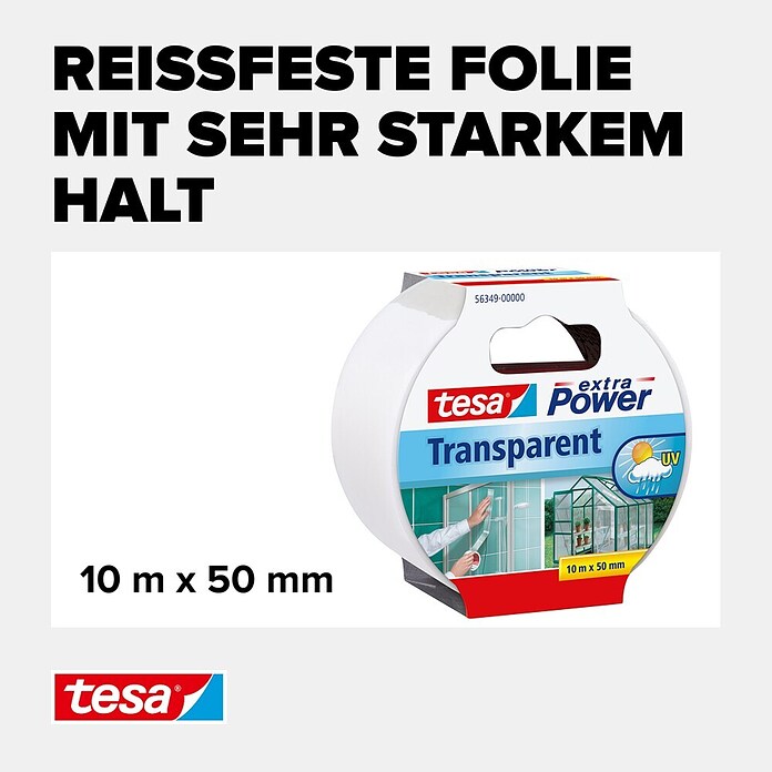 Tesa Extra Power Reparaturband (Transparent, 10 m x 50 mm)
