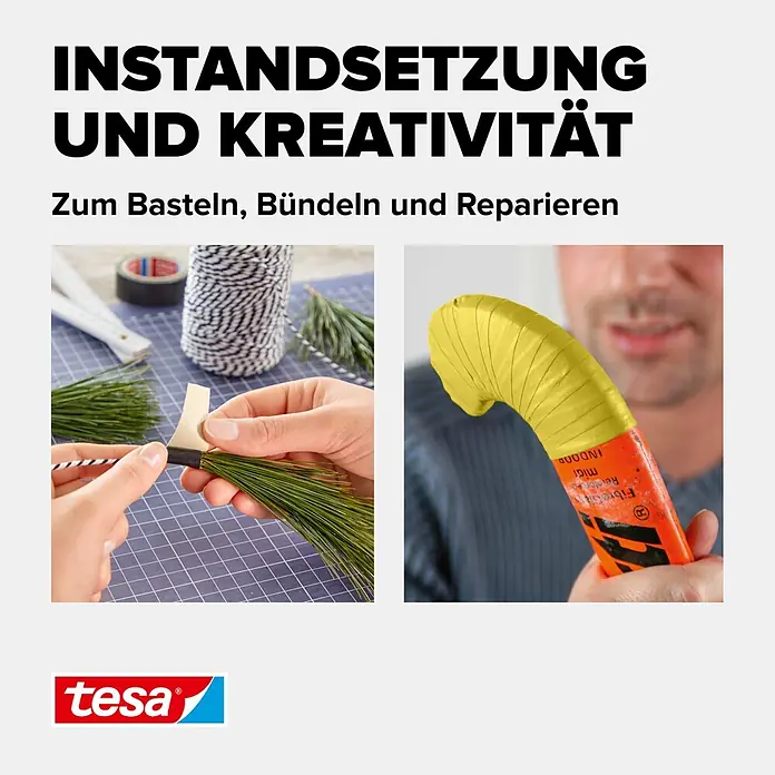 Tesa Extra Power Gewebeband PERFECT - Gelb, 2,75 m x 19 mm - Informationsansicht
