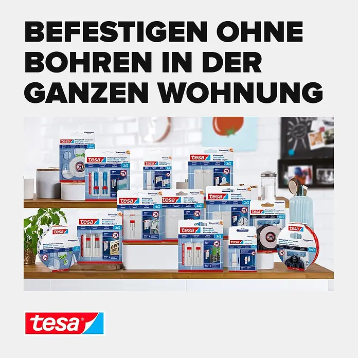 Tesa Klebestreifen - Geeignet für: Fliesen, Belastbarkeit: 2 kg, 9 Stk., Weiß - Informationsansicht