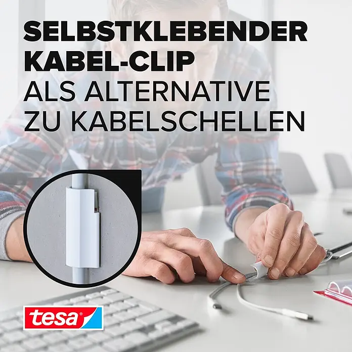 Tesa Powerstrips Kabel-Clip - Kunststoff, Weiß - Informationsansicht