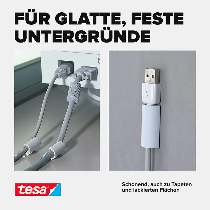Tesa Powerstrips Kabel-Clip - Kunststoff, Weiß - Informationsansicht