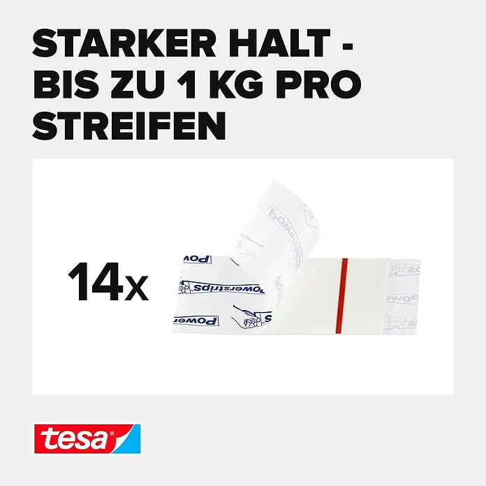 Tesa Powerstrips Selbstklebestrip Small - 14 Stk. - Informationsansicht