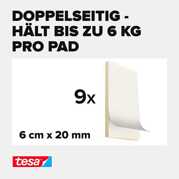 tesa Powerbond Montagepads Ultra Strong (9 Stk.)
