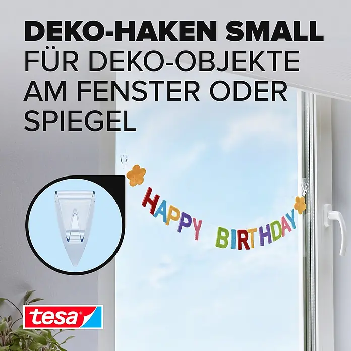 Tesa Powerstrips Klebehaken - 5 Stk., Transparent - Informationsansicht