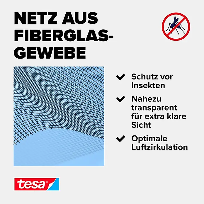 Tesa Fiberglasrolle Clear View Fiberglas-Ersatzrolle - B x H: 2,5 x 1,2 m - Informationsansicht