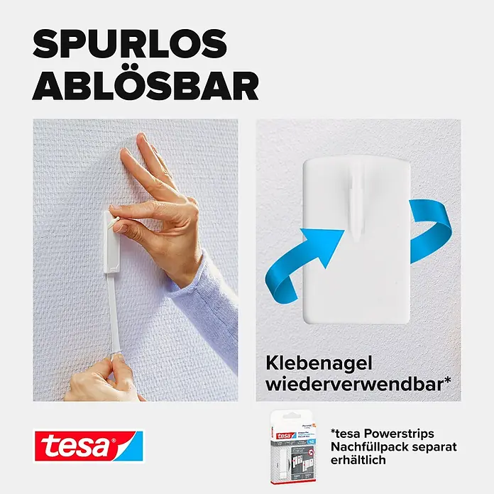 Tesa Powerstrips Bilder-Nagel - Mehrfach verwendbar, Weiß - Informationsansicht