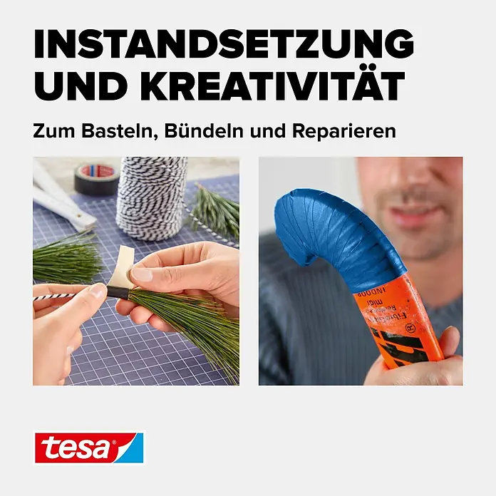 Tesa Extra Power Gewebeband PERFECT - Blau, 2,75 m x 38 mm - Informationsansicht