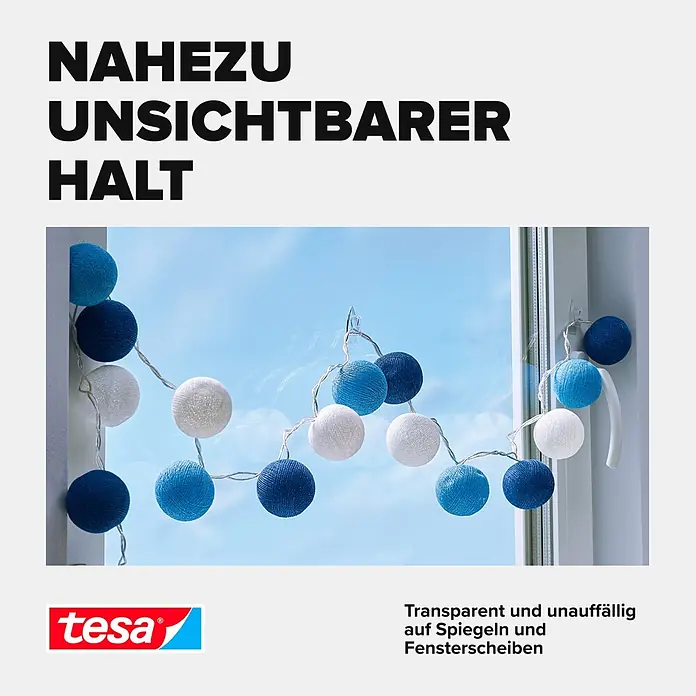 Tesa Klebehaken - Geeignet für: Glas, Belastbarkeit: 0,2 kg, 5 Stk., Transparent - Informationsansicht