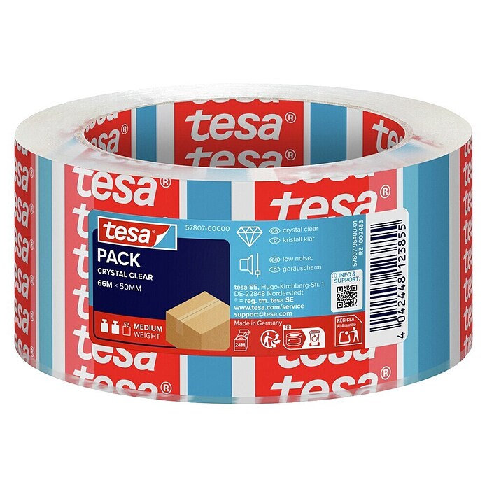 Tesa Pack Paketklebeband crystal clear (Transparent, L x B: 66 m x 50 mm)