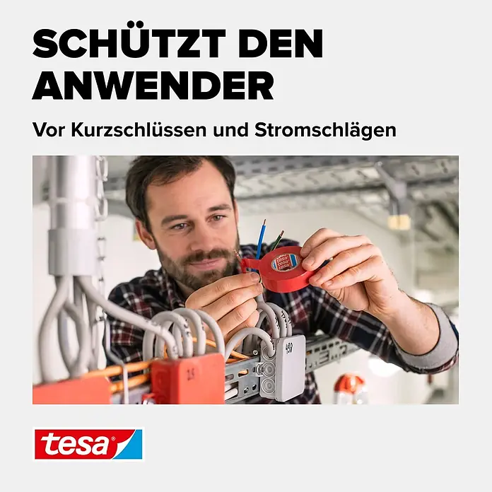 Tesa Isolierband Iso Tape - Rot, 10 m x 15 mm - Informationsansicht