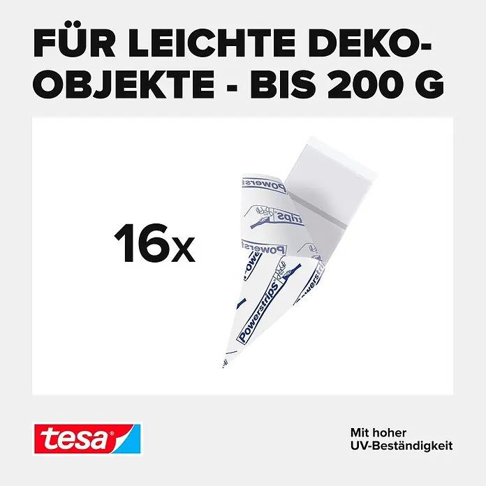 Tesa Powerstrips Selbstklebestrip DECO - 16 Stk. - Informationsansicht