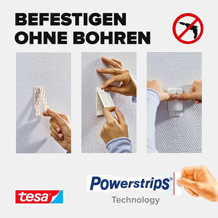 Tesa Klebenagel - Geeignet für: Tapeten, Belastbarkeit: 0,5 kg, 2 Stk., Weiß - Informationsansicht