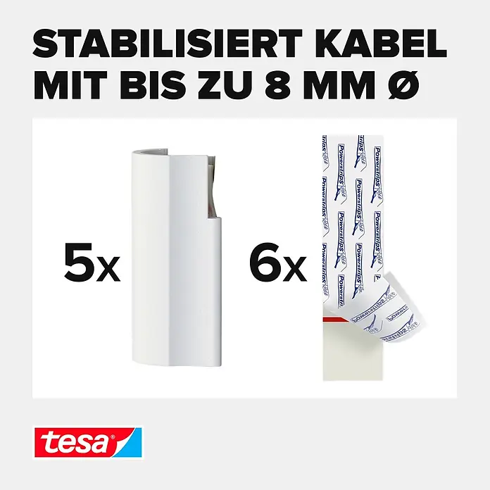 Tesa Powerstrips Kabel-Clip - Kunststoff, Weiß - Informationsansicht