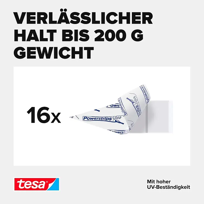 Tesa Klebestreifen - Geeignet für: Glas, Belastbarkeit: 0,2 kg, 16 Stk., Transparent - Informationsansicht