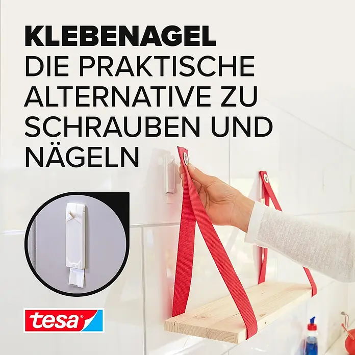 Tesa Klebenagel - Geeignet für: Fliesen, Belastbarkeit: 3 kg, 2 Stk., Weiß - Informationsansicht